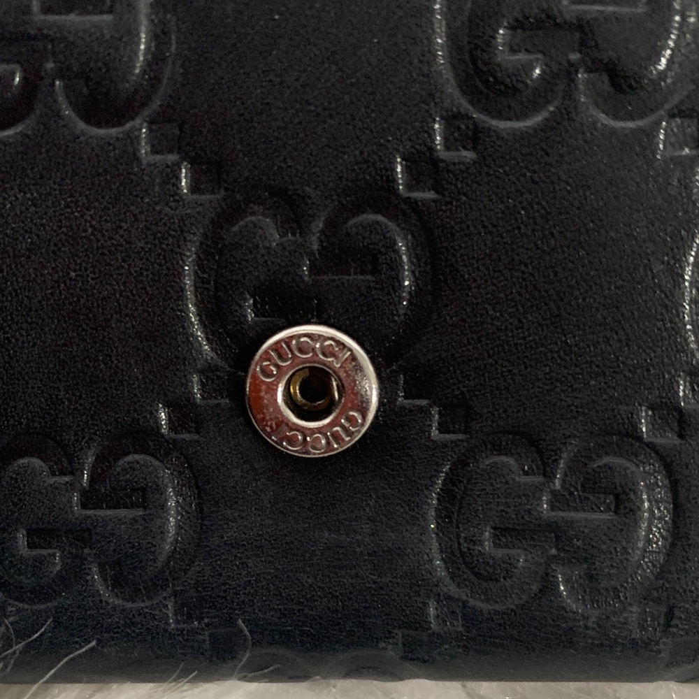 Gucci GG Signature Monogram Embossed Black Leather Long Flap Wallet - Picture 9 of 16